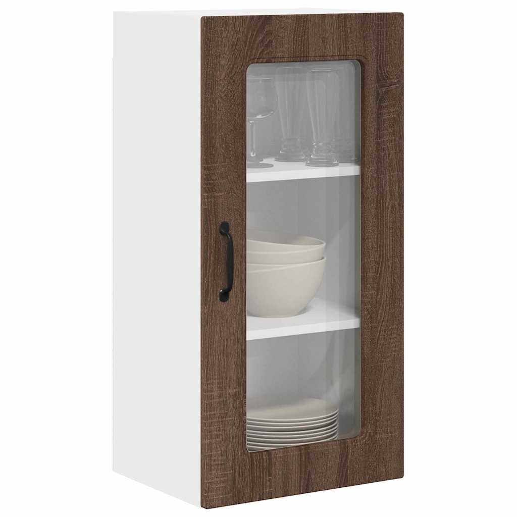 Kitchen Wall Cabinet with Shelf 2 pcs Brown Oak 40 x 31 x 80 cm